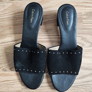 Black suede sandals